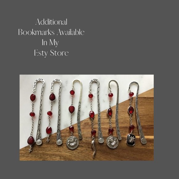 Tibetan Metal Rose Engraved‎ Beaded Hook Bookmark - Picture 4 of 4